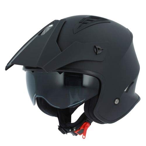 Astone Helmets - Casque de moto MINI CROSS monocolor - Casque jet au look enduro - Casque de moto look cross - casque de ville compact - matt black M