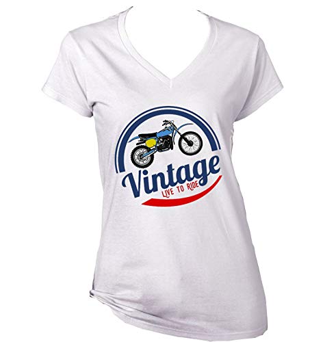 Teesandengines Bultaco pursang mkii 370 Vinatge Live to Ride Camiseta para Mujer de Algodon Size Small