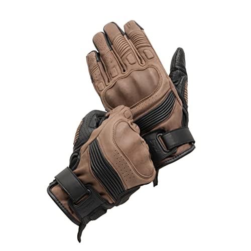 Broger Ohio Guantes de Moto para Hombres Piel de Vaca y Cuero de Canguro con Protectores Knox SPS Espuma Absorbente de Impactos Protector de Nudillos Duro