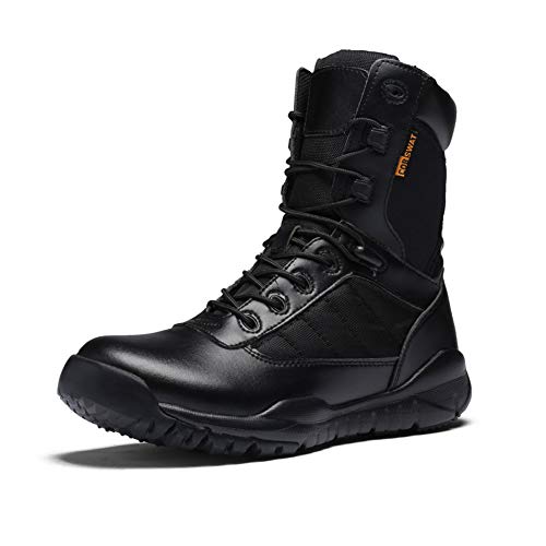 Moto Botas Hombres | Botas de Combate de los Hombres al Aire | Ligeros tácticos Botas Transpirables Botas de Alpinismo Que acampa yendo de Off-Road,Negro,44