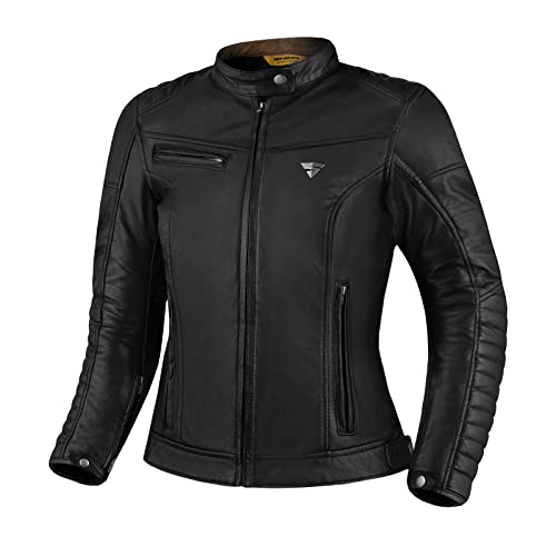 SHIMA WINCHESTER 2.0 Chaqueta Moto Mujere | Cazadora moto hombre de cuero clásico con CE espalda, hombros, codos protecciones, reforzado costuras dobles (Negro, M)