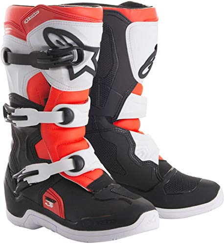 Botas MX Niño Alpinestars Tech 3S Negro-Blanco-Rojo-Fluorescent (EU 35.5/US 3, Negro)