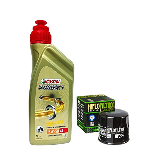 Kit de revisión 3L Castrol Power 1 15W50 filtro de aceite HifloFiltro HF204