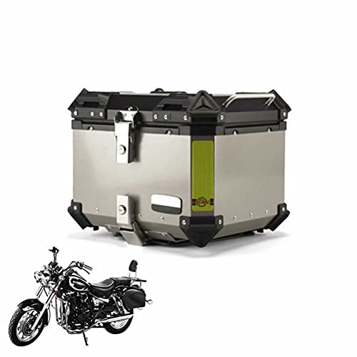 HGTRH Maleta Moto Trasera Aluminio, Baul Moto Cuadrado Desenganche RáPido, BaúL Moto 46 * 39 * 34cm - 50L Universal Top Case Moto con Forro Interior Y Placa Base De Liberación Rápida