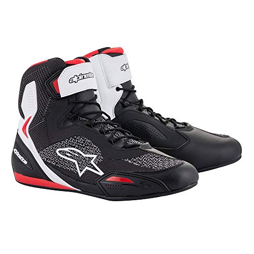 Alpinestars Botas de moto Faster-3 Rideknit Shoes Black White Red, Negro/Blanco/Rojo, 39