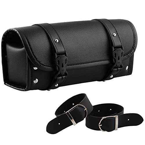 Motocicleta Herramienta Bolsa, Bolsa Universal para Sillín de Moto, Bolsa Herramienta Motocicleta Cuero, Bolsa de Sillín de Motocicleta, para Almacenar Motocicletas y Bicicletas (Negro)