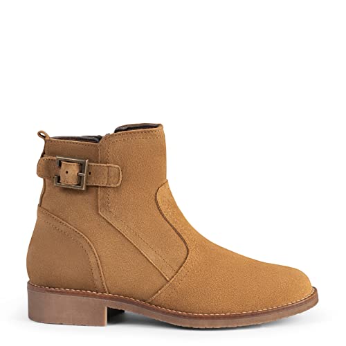 Biker – Botines Bajos con Hebilla Camel, EU 38