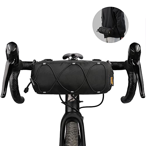 Rhinowalk Bolsa para manillar de bicicleta con correa para colgar al hombro, para bicicleta de carretera, de montaña y para viajes (negro-2)