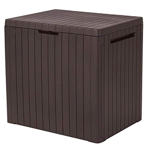 Keter City Storage Box 113L - Arcón de Almacenaje Caja de Almohada Caja de Almacenamiento Caja de Jardín Terraza Patio con Tapa Marrón