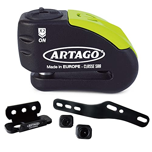 Artago 30X7 Pack Candado Antirrobo Disco con Alarma 120db Alta Seguridad + Soporte para Honda CB650F y CBR650F, Homologado Sra y Sold Secure Gold