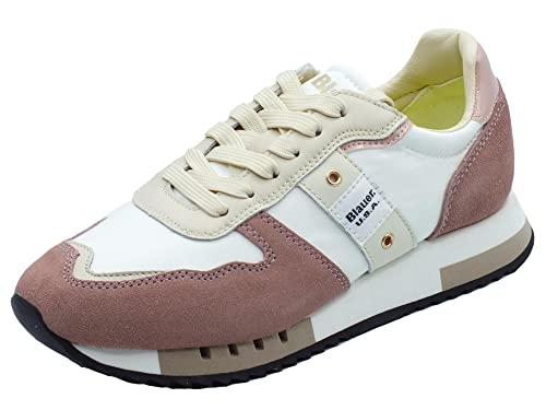 Blauer USA Melrose White Rose - Zapatillas deportivas para mujer de nobuk rosa y tejido técnico blanco, Blanco y rosa., 39 EU