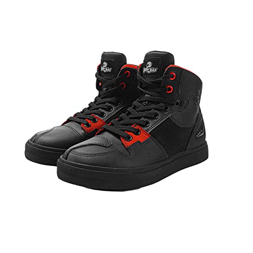 Zapatos de moto transpirables para hombre Botas de moto protectoras de carretera con soporte para el tobillo Almohadilla de cambio Cremallera lateral Suela antideslizante informal (Negro, 41EU)