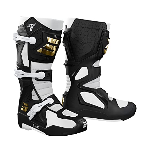 SHOT, par de botas de motocross RACE 6 black white gold, 45