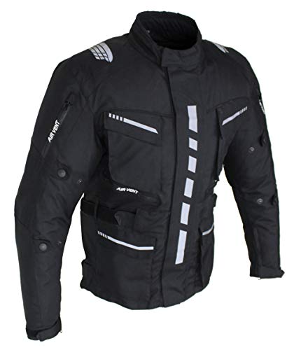 Chaqueta de motorista para hombre con protectores, impermeable, cortavientos, estilo motero, turismo, quad, deporte y tiempo libre. Negro M