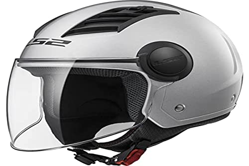 LS2, Casco jet de moto Airflow gris, XS, Plateado