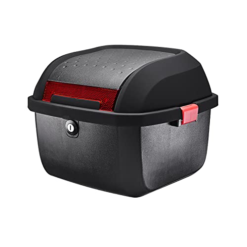 Baul Moto Universal de Gran Capacidad, Caja de Moto Top Box Topcase Casco, Baul Reparto para Moto con Candado, Baúl de Moto Scooter Maleta Motocicleta Topcase con Respaldo Suave (Color : Black 2)