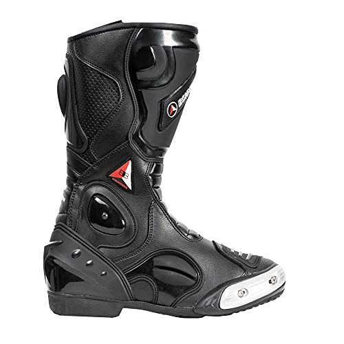 Botas de moto para hombre, deportivas, de piel, estables,protectores reforzados integrados, con protección en los tobillos, ergonómicas, botas moteras, biker, motorista - 43