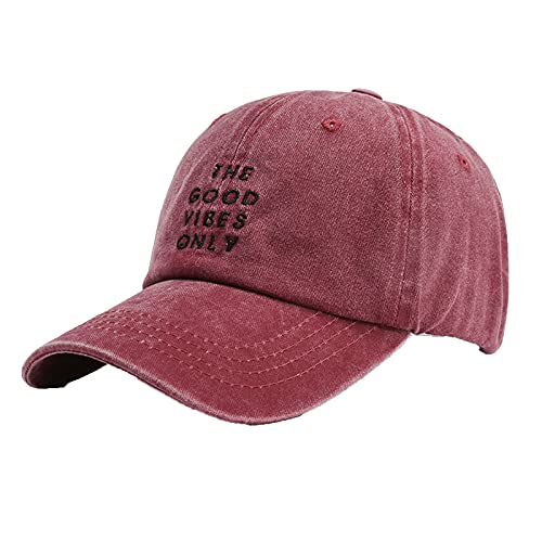 HAOTANG Retro Soft Letters Sunshade and Wash Old Men's Hat Top Baseball de béisbol para Mujer de béisbol Accesorios Tenis Hombre (Red, One Size)