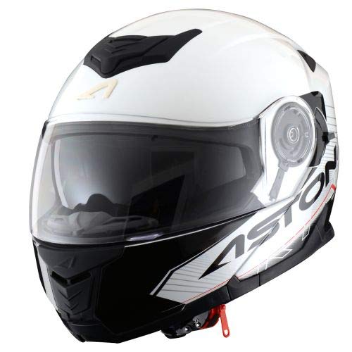 Astone Helmets - RT1200 Graphic Touring - Casque de moto modulable - Casque de moto polyvalent - Casque de moto homologué - Coque en polycarbonate - white/black M