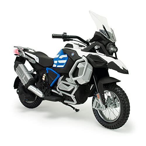 INJUSA - Moto Eléctrica BMW R1250 GS Adventure, para Niños de 6 a 10 Años, Batería 24V, Aceleración Progresiva, Freno y Luces LED, Velocidad Máx 11 Km/h, Color Blanco