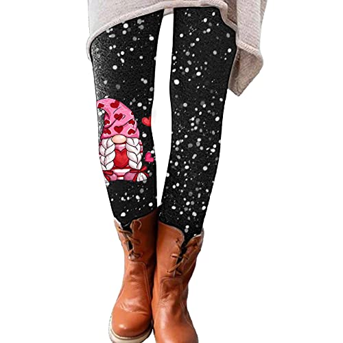 230 Conjunto Mujer Mallas Leggings de Mujer Día de San Valentín Estampado Lindo Casual Cómodo Leggings para el Pantalones de Bota Mallas Mujer Baratas (D-A, XXL)