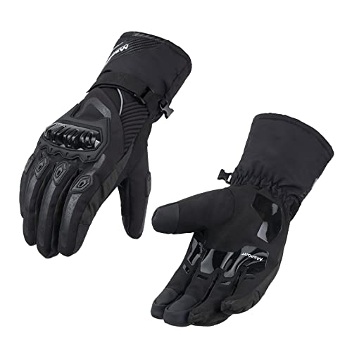 Guantes de Moto de Invierno 100% Impermeables, Térmicos, Antideslizantes, Guantes para Esquí Snowboard con protección - Negro XXL