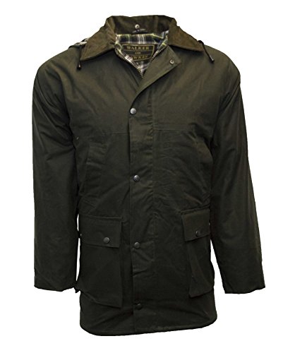 Walker and Hawkes - Chaqueta sin Acolchado para Hombre - Abrigo Encerado Ideal para Cazar - Estilo campiña Inglesa - Verde Oliva - S (38