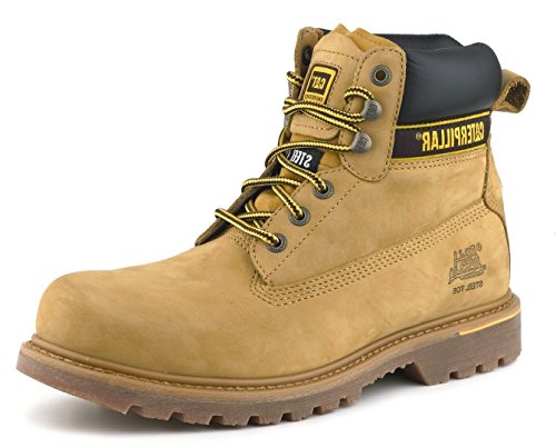 Cat Footwear Holton Steel Toe Boot, Botas de Trabajo Hombre, Beige Honey 002, 43 EU