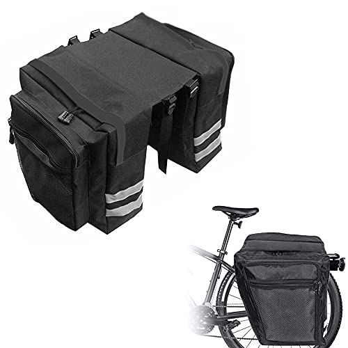 Bolsas Bicicletas Traseras, Alforjas Bicicleta Impermeable, Bolsa Asiento Trasero Bicicleta, Bolsa Alforja Trasera para Bicicleta, Bolsa Doble Bicicleta, para Ciclismo, Viajes, Diario, Camping, Negro