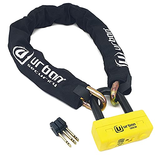 URBAN UR74150 Candado Cadena Antirrobo Moto Alta Seguridad Homologado Classe SRA, Mini U Bloqueo Disco + Cadena ø13.5, 150cm