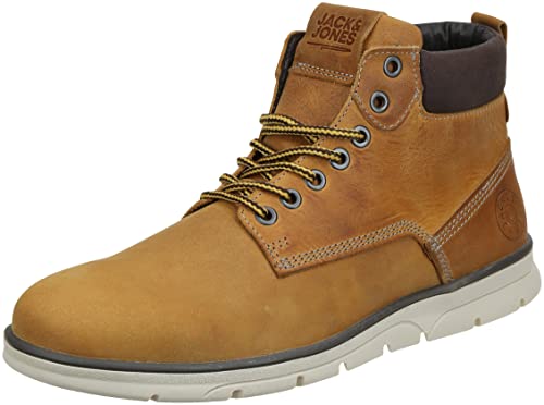 JACK & JONES Jfwtubar Piel Honey Sn, Botas Cortas al Tobillo Hombre, Ocre, 44 EU