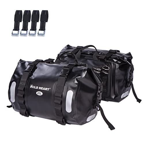 WILD HEART Bolsa Impermeable Alforjas de Motocicleta Bolsa de Tanque 40L Bolsa Lateral del Motor (Negro