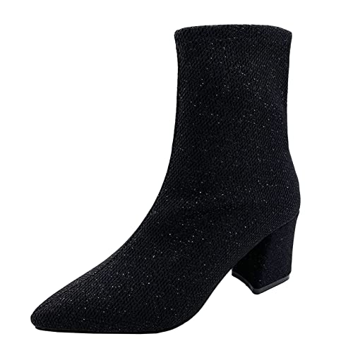 Dasongff Botas de mujer altas planas baratas – Botas de mujer de invierno Tacón Botas Altas Tacón Botas Botas Sexy Plataforma Botas Puentes Negro Chelsea Boots Mujer Marrón Botines Plataforma Sexy,