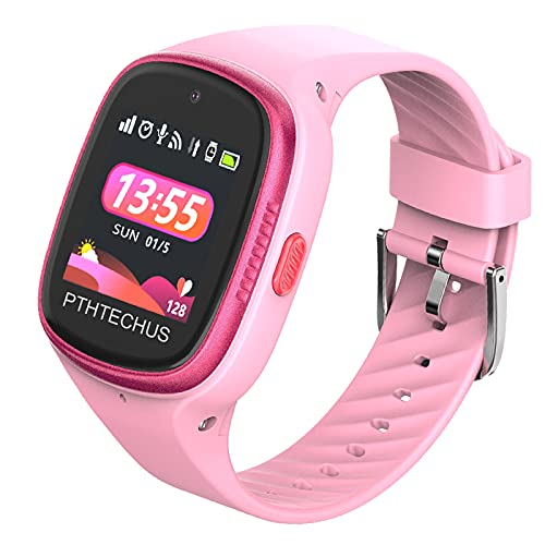 PTHTECHUS 4G GPS Reloj Inteligente Niños, Smartwatch Telefono con WiFi Videollamada Chat de Voz Podómetro SOS Alarma Juego para Niños Niña 4-12 Años.