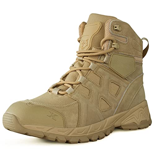 LUDEY Botas Militares para Hombre Botas Tácticas Botas de Seguridad Duraderas Botas de Trabajo Ligeras Cómodas Botas del Desierto Botas de Combate Transpirables Beige 38EU