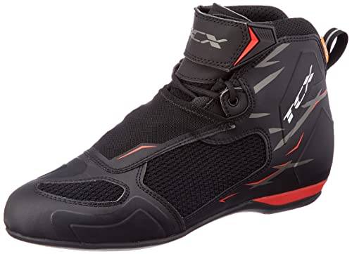 TCX R04d Air, Motorcycle Boot Hombre, Negro Y Rojo, 43 EU