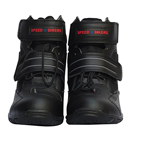 Botas de Motocicleta Profesionales Botas de Motociclista para Hombres Motocicletas Racing Riding Armor Calzado Deportivo,Black-44