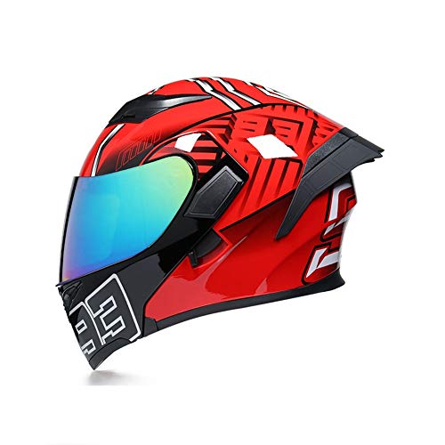 Casco Moto Integral Casco de Motocicleta Casco de Personalidad de Cara Completa Diseño de ala de Cola de Cuerno Extendido Forro Extraíble Certificación ECE para Adultos（55-62cm）