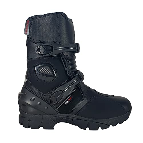 Bohmberg DREDD Botas de moto para hombre, de piel resistente al agua, con protectores reforzados, Negro , 46 EU