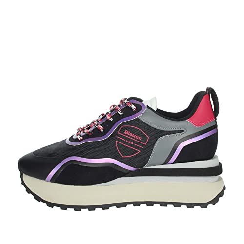 Blauer - Zapatillas deportivas para mujer, color negro, Negro E Fuxia, 37 EU