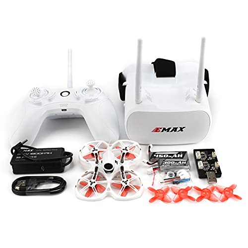 EMAX Tinyhawk II FPV Drone RTF Kit, Vista en Primera Persona Drone con Cámara Runcam Nano 2, 25-100-200 VTX Conmutable, Mini Drone con Gafas y E6 Transmisor para Niños Adultos Principiantes