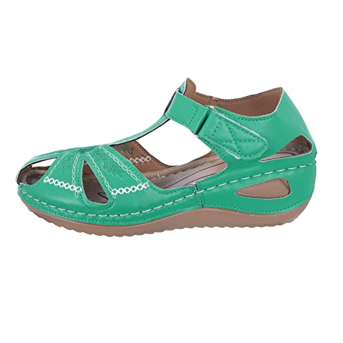 Sandalias Mujer Playa Hebilla Tacón Cuña Sandalia Estilo Romano Mujer Semi Trailer Sandalias Punta Cerrada Transpirable Verano Sandalias de Playa Ocio para Mujer