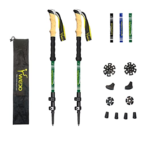 Wedo Bastones Senderismo- 2 Bastones Trekking Plegables- 3 Secciones 65-135cm- Aleación Aluminio 7075 Mango de Espuma EVA-Ideal Marcha Nórdica, Trail Viaje, Escalada, Montaña o Alpinismo