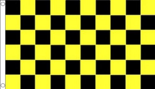 AZ FLAG Bandera A Cuadros Negros Y Amarillos 150x90cm - Bandera DE Carreras AUTOMOVILES - Negro Y Amarillo 90 x 150 cm