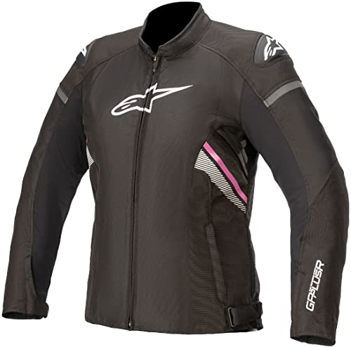 Alpinestars Chaqueta Stella T-GP Plus R V3, Negro, Ropa de Motocicleta, Color Blanco y Fucsia, Large para Mujer