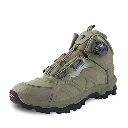 Hensftods Botas Motocicleta para Hombres Deportes al Aire Libre Zapatillas reacción rápida Escalada Resistentes al Desgaste Transpirables tácticas Botas del Desierto Zapatos Army Green 10.5