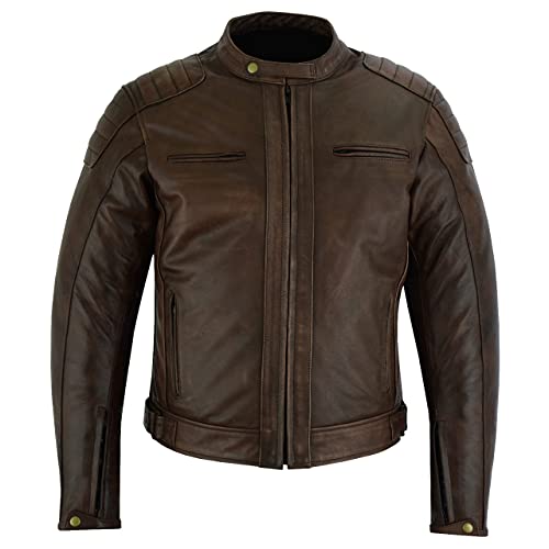 RAXUS Chaqueta Moto Hombre en Cuero Urban Chaqueta de piel (Marrón, XL)