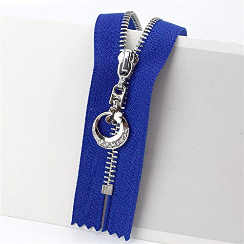 3 uds 15/18/20/25/30cm 3# cremallera de Metal para chaqueta Kit de reparación de cremallera de dientes de oro y plata de extremo cerrado DIY bolsa ropa accesorios de costura-azul ST,3#,18cm