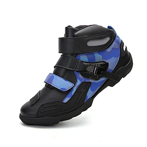 Hensftods Motocicleta Carreras Botas Motocicleta Moda Moda Damas al Aire Libre Motocicleta Calle Zapatillas Viaje Black blue2 9