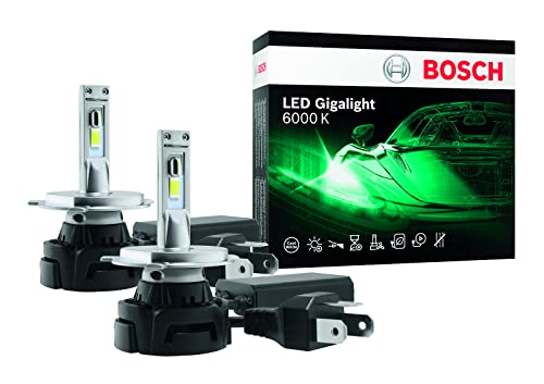 Bosch ~H4 LED Gigalight, faros delanteros para automóviles, 12 V 30 W, blanco frío 6000 K, juego de 2 bombillas LED, solo para uso todoterreno